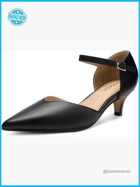 Kitten Heels Pumps Low Heels Ankle Strap Pointed Closed Toe Dress Dance Shoes